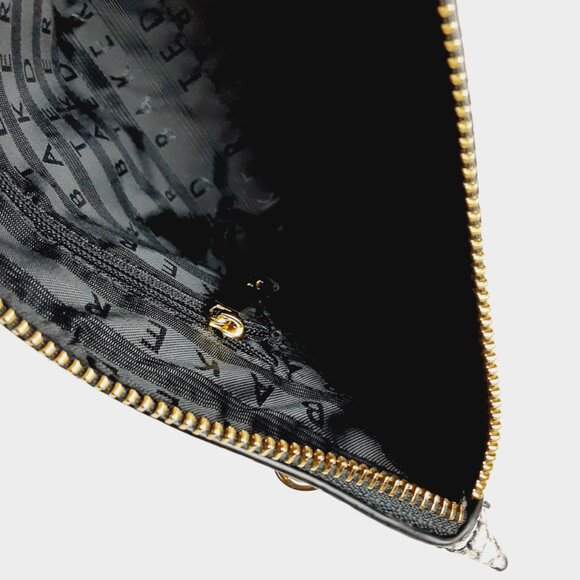 Ted Baker Large Clutch Wristlet Python Snake Leather Green Black Grey - Picture 10 of 13